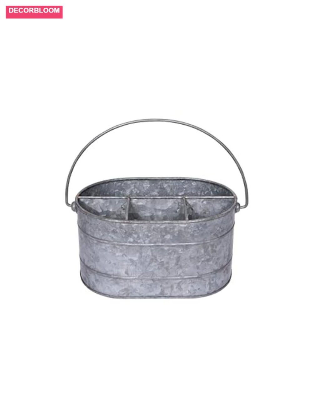 Galvanized Metal Storage Caddy 4 Compartment Handle Rustic Organizer